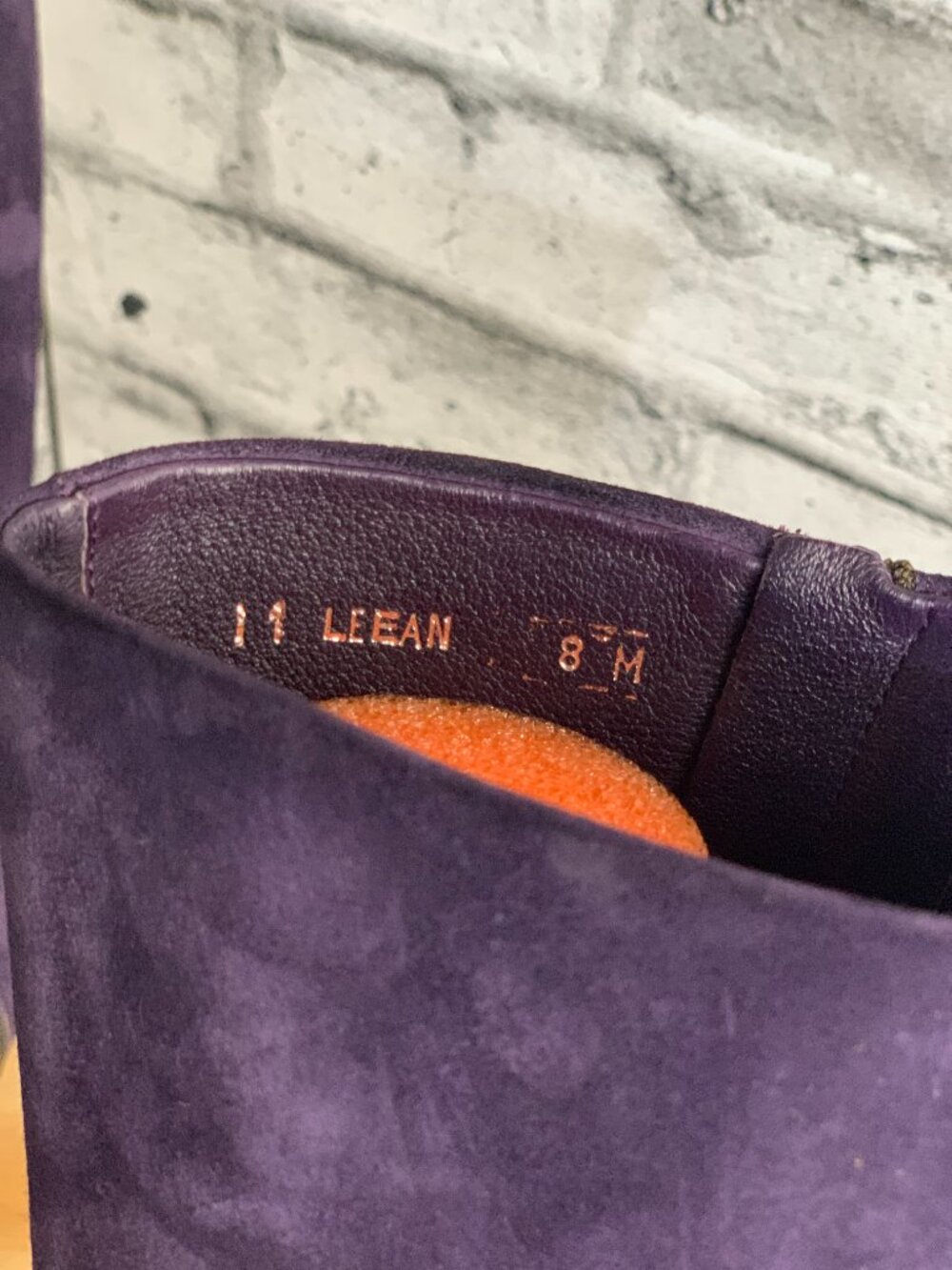 Donald Pliner Boot 8 Purple Suede Leather Pointy Toe Side Zip Stiletto Knee High - Picture 8 of 11
